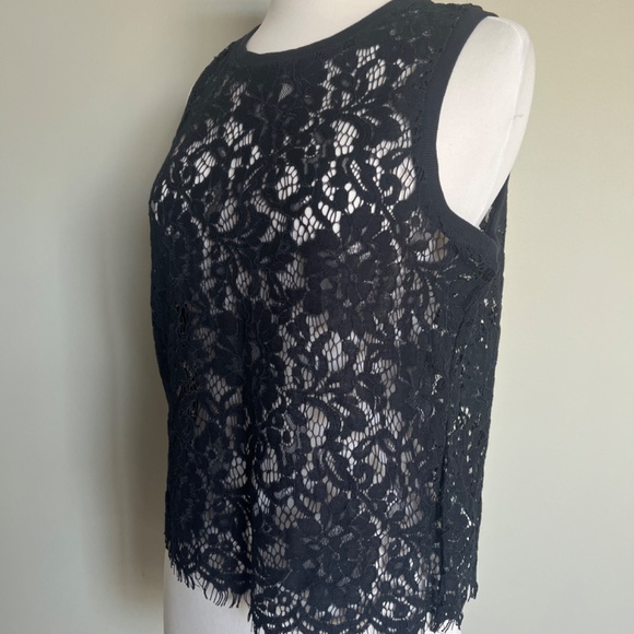 Superdry Eyelash Lace Navy Blue Tank Top Cocktail Sleeveless Blouse - Picture 12 of 16